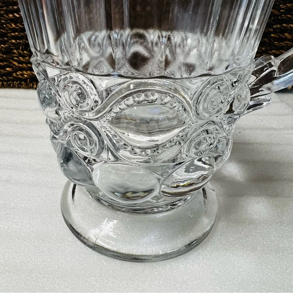 Vintage Mosser Glass Eyewinker Pattern Clear Glass 24 Oz Pitcher EAPG